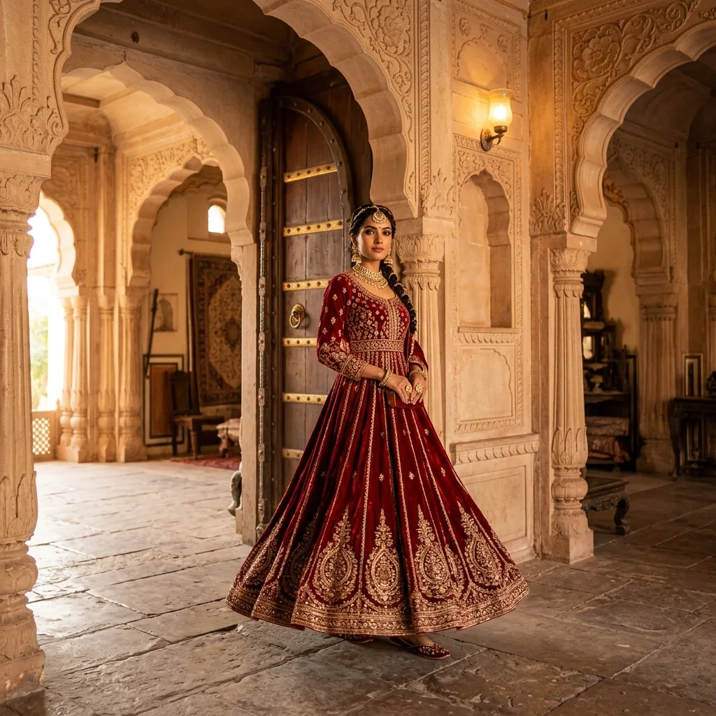 Hand Embroidered Crimson Silk Blouses
