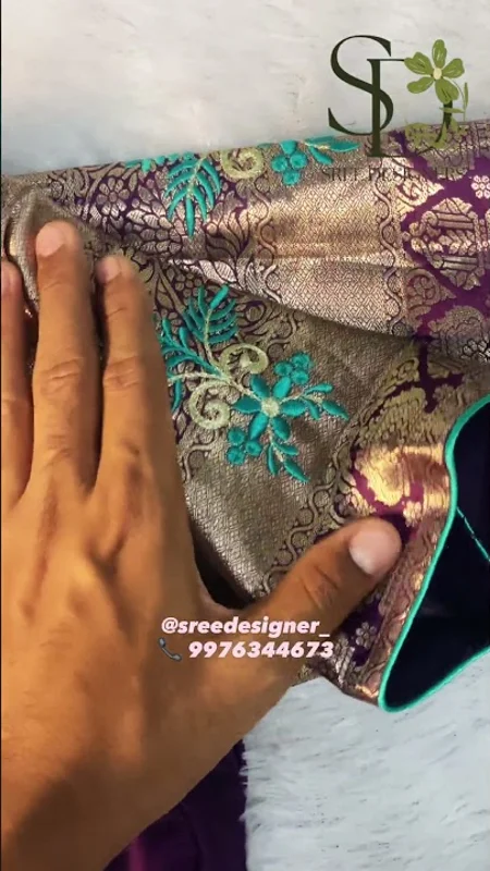 Purple Blouse with Floral Machine Embroidery Reel
